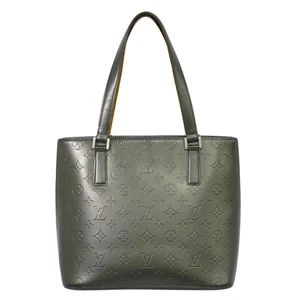 Louis Vuitton Stockton M55112 Monogram Mat Leather Tote Handbag Black Silver - Picture 1 of 15