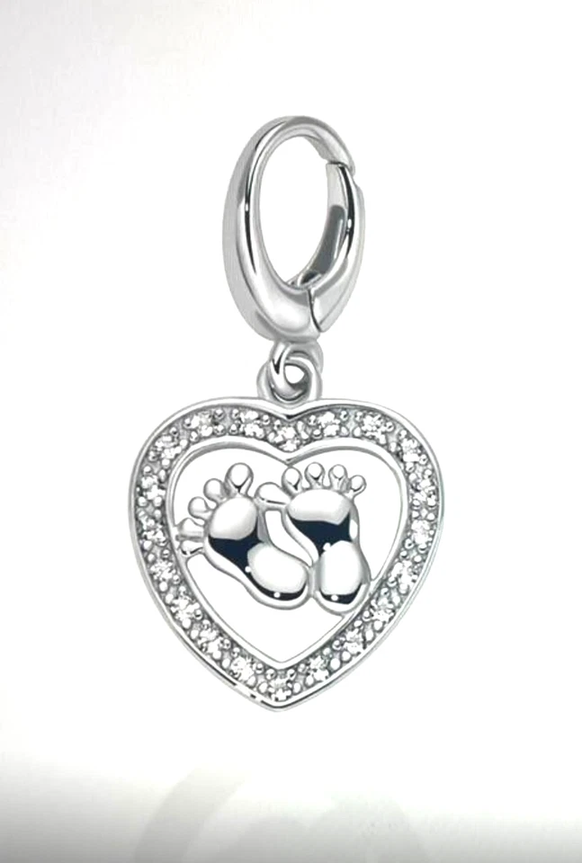 MILUNA  SIMBOLI  CHARM  CUORE  PIEDINI    ARGENTO 925 E TOPAZI BIANCHI PFD929 - Immagine 1 di 1