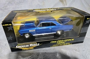 Ertl American Muscle 1/18 NOS 1966 NOVA Pro Street wunderschönes blaues Drag Car mit Box - Bild 1 von 17