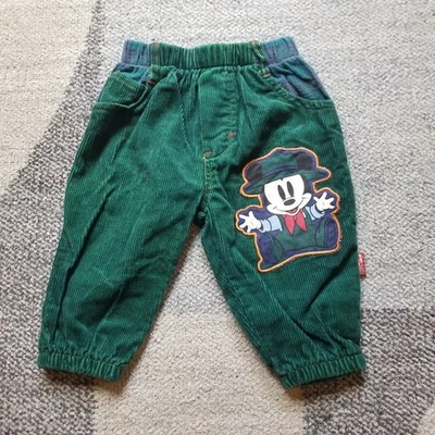 Vintage Mickey Mouse Pants Baby Size 12 Months Green Corduroy Disney - Image 1 of 4