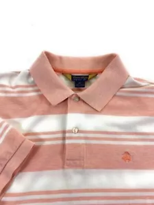 Brooks Brothers Men's Mesh Original Fit Short Sleeve Orange Stripe Polo Shirt XL - Picture 1 of 9