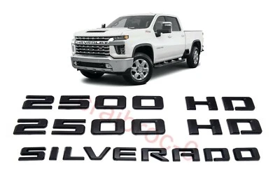 Chevrolet Silverado 2500HD 2019-2021 3 piezas negro mate emblema puerta trasera insignia Foto 1 de 4