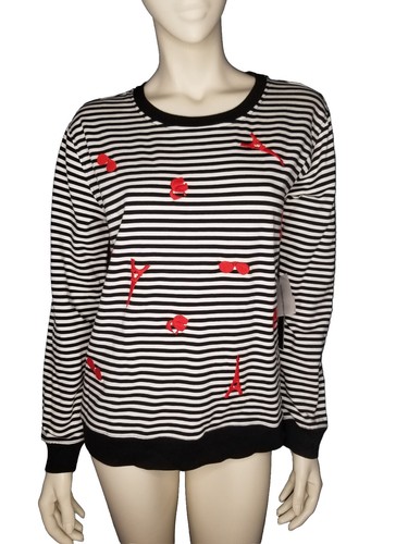 Karl Lagerfeld Paris chanel camicia oversize a righe icone ricamate S