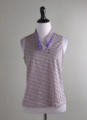 Blusa de golfe JAMIE SADOCK US$ 95 listrada 100% algodão atlética sem mangas tamanho pequeno - Imagem 1 de 4