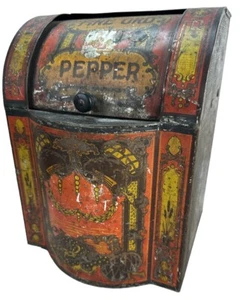 Antique Country General Store Large Fine Ground Pepper Tin Box London - Picture 1 of 12
