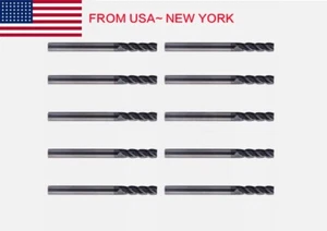 10PCS 1/8" x 1/2" x 1-1/2" 4 Flute Solid Carbide End Mills - AlTiN Coated USA - Picture 1 of 8