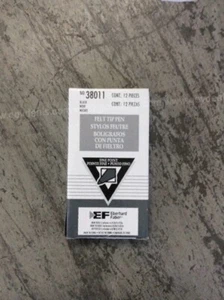 Eberhard Faber 38011 Felt Tip Pen Fine Point Markers BLACK. BOX OF 12 PENS