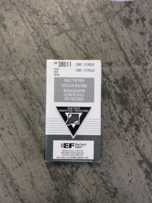 Eberhard Faber 38011 Felt Tip Pen Fine Point Markers BLACK. 40 BOXES OF 12 PENS