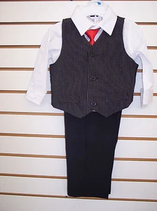 Chaleco Traje para Bebés Niños 4 piezas Negro a Rayas Tallas 12Mth, 18Mth. & 24Mth. - Imagen 1 de 5