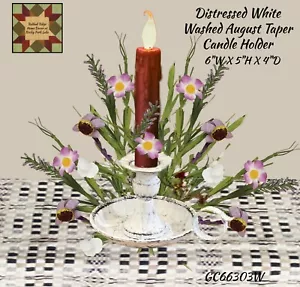 Vintage Style Distressed weiß gewaschen konischer Kerzenhalter - Bild 1 von 5