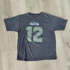 Seattle Seahawks Shirt L 12th Man 12k Run 2013 Short Sleeve Crew Gray Bird Logo - Picture 1 of 12
