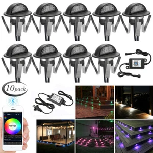 10X Black LED Stair Step Fence Plinth Deck Light Half Moon 35mm RGB Changing 12V - Picture 1 of 12