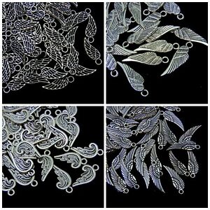 50 Pcs - Tibetan Silver Angel Fairy Wing Charms Craft Beading Jewellery UK ML