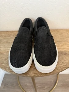 Vans Men's Size 6.5 Women's Size 8Glitter Black Sequins Shoes (TB4R) RARE! - Picture 1 of 11