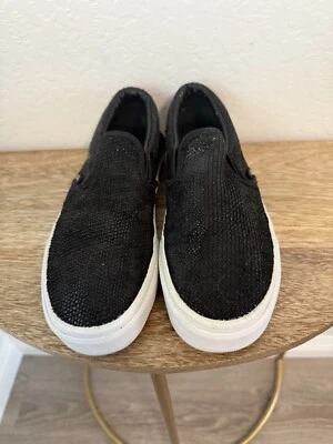 Zapatos Vans para hombre talla 6,5 para mujer talla 8 lentejuelas negras brillantes (TB4R) ¡RAROS! Foto 1 de 4