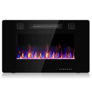 Costway Electric Wall Heater (5100BTU) Unvented Fireplace Recessed Ultra-Thin - Picture 1 of 5