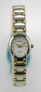Elgin Damen Uhr Edelstahl Silber Gold Wasserfest Batterie Weiß Quarz - Bild 1 von 3
