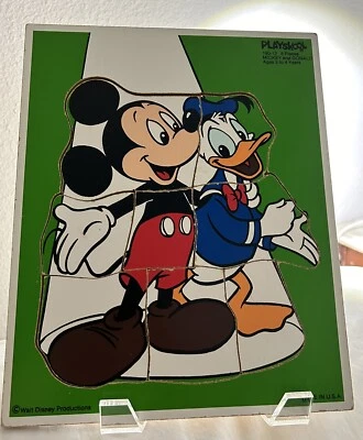 Vintage Playskool Disney Mickey and Donald Tray Puzzle ~ 190-13 ~ 8 Pieces - Image 1 of 4