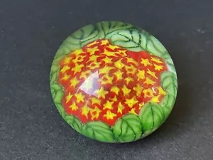 Petite Boule Presse Papier - Sulfure en verre de Murano? Millefiori jaune rouge - Imagen 1 de 4