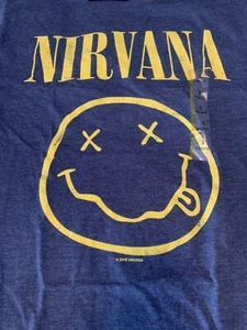 Nuevo con etiquetas Camiseta de mezclilla de manga corta Live Nation Nirvana Happy Face para hombre Live Nation Nirvana Happy Face S - Imagen 1 de 5