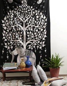 Mandala Tapestry Bohemian Hippie Mandala Tapestry Wall Hanging - Black & White - Picture 1 of 4