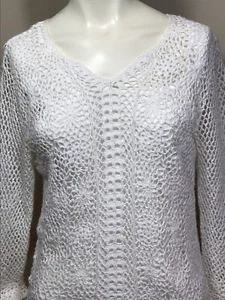 Top de mujer Croft & Barrow, talla M, blusa blanca margarita, crochet de punto, tanque - Imagen 1 de 6