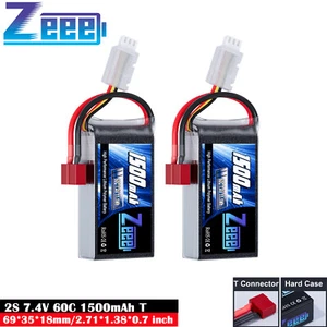 2x Zeee 7.4V 2S Lipo Akku T Stecker 1500mAh 60C für RC Auto Boat Airplane Truck - Bild 1 von 7