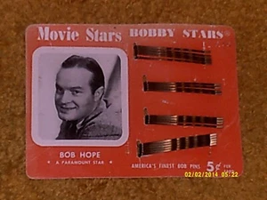 Bob Hope BOBBY PINS On Card w/BH picture--circa 1950--app. 3" x 4" card;VG shape - Picture 1 of 2