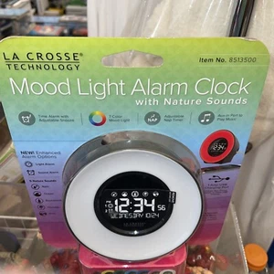 NUEVO LA Crosse Technology Luz de Estado de ánimo Reloj despertador con sonidos de naturaleza Noche digital - Imagen 1 de 7