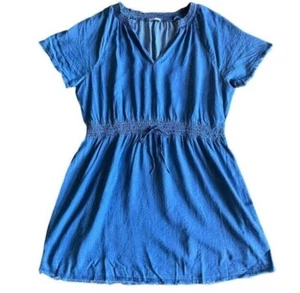Dex Dress Jean Size 2X Medium Wash Raw Hem Waist Tie NWT - Picture 1 of 8