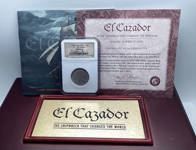 1772 MO FM México 2 Reales El Cazador NGC Genuino Naufragio Caja de Monedas y Certificado de Autenticidad Foto 1 de 4