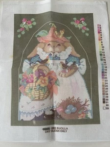 Vintage Bucilla Easter Bunny Canvas – Garden Girl Bunny (1983) - Picture 1 of 5