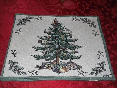 SPODE CHRISTMAS TREE Placemats Woven Tapestry by Scene Weaver Lot of 3 - Image 1 of 3