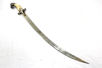 Sword Hand Forged Steel Blade Natural Bone Handle Silver Koftgari Wire Work H124 - Image 1 of 4