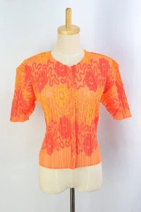 PLEATS PLEASE Orange Short Sleeve Jacket Top ISSEY MIYAKE 138 8006 - Picture 1 of 6