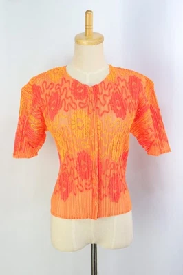 PLEATS PLEASE Orange Short Sleeve Jacket Top ISSEY MIYAKE 138 8006 - Image 1 of 4