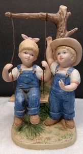 Denim Days Summer Days Figurine #8896 Danny & Debbie On Tree Swing - Picture 1 of 9