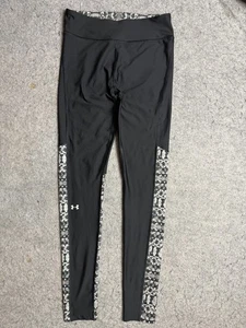 Under Armour Leggings Womens Medium Black HeatGear Compression Snake Print Gym - Picture 1 of 14