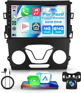 4+64GB Android Car Stereo for Ford Fusion Mondeo 2013–2019 CarPlay GPS Camera - Picture 1 of 9