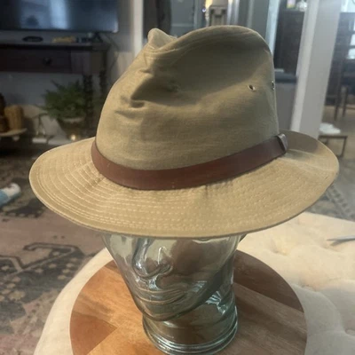 VTG Eddie Bauer Canvas Fedora Made In USA Leather Band Medium - Image 1 of 4