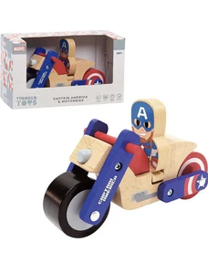 Marvel Wooden Toys Captain America Figure & Motorcycle Ages 18+ Months - Picture 1 of 6