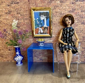 FASHION DOLL, DIORAMA MINIATURES, ACRYLIC TABLE & CHAIR, NEW Scale 1/6 - Picture 1 of 5