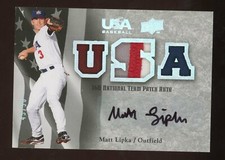 Matt Lipka 2008 Topps USA Baseball Auto Rookie Patch #d 43/50 National Team