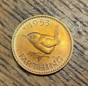 1953 ELIZABETH II PROOF FARTHING Red 20 mm KM# 881 - Picture 1 of 2