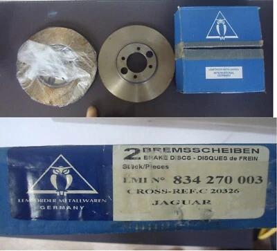 jaguar xjs conjunto de disco de rotor de freio traseiro Lemquire Alemanha C20326 JLM731 - Imagem 1 de 4