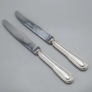Coppia di coltelli da dessert francesi Christofle Chinon placcati argento -7 3/4" Francia - Foto 1 di 10