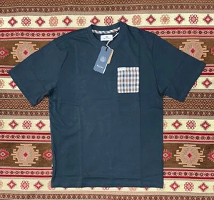 Aquascutum Active Iconic Pocket T-Shirt Navy Beige Club Check TS007 Summer - Picture 1 of 1