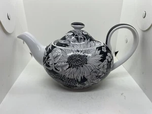 Liberty Of London For Target Black And White Floral Teapot W/Lid EUC - Picture 1 of 24