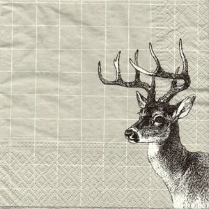 SERVIETTES EN PAPIER CERF CHASSE DESIGN CARREAUX. PAPER NAPKINS DEER HUNTING 02 - Imagen 1 de 1