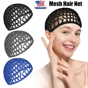 Mesh Crochet Hair Net Rayon Knit Snood Hat Women Fishnet Hairnet Snoods Cover - Picture 1 of 13